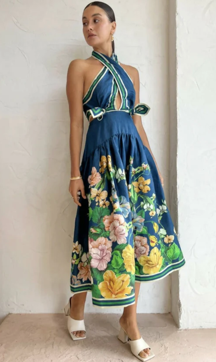 ALEMAIS Lyla Halter Midi Dress size 4