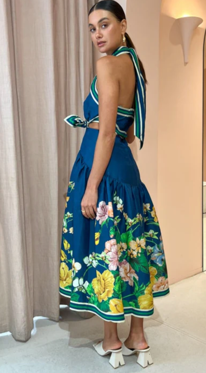 ALEMAIS Lyla Halter Midi Dress size 4