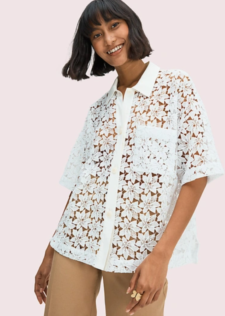 Kate Spade Leaf Lace Blouse size XL