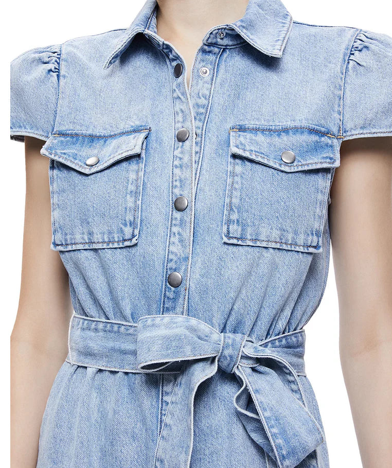 Alice and Olivia Miranda Denim Mini Shirt Dress size 8