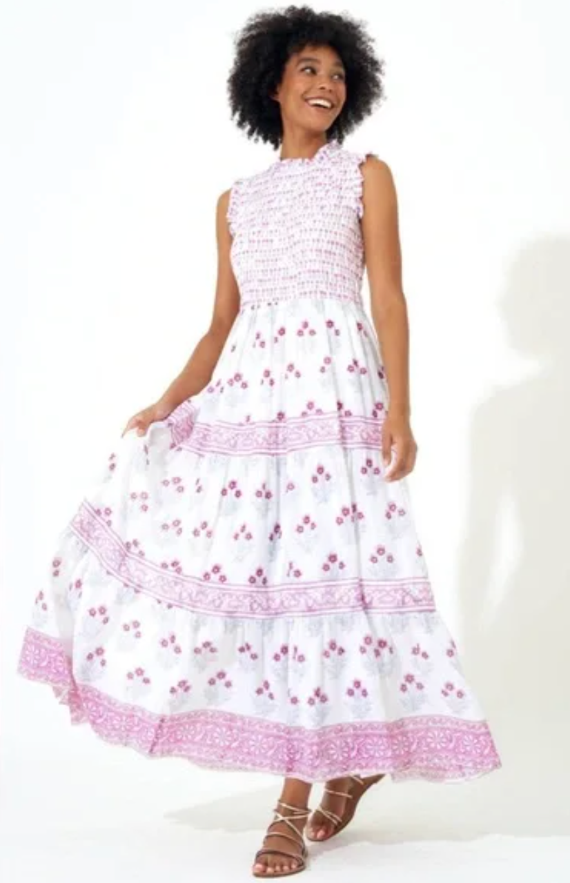 Oliphant Smocked Maxi Dress size S