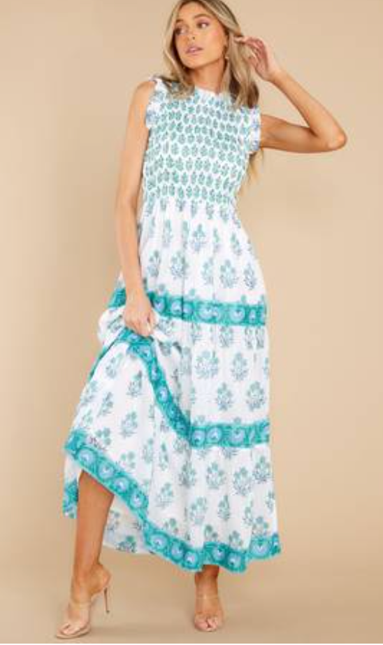 Oliphant Smocked Maxi Dress size S