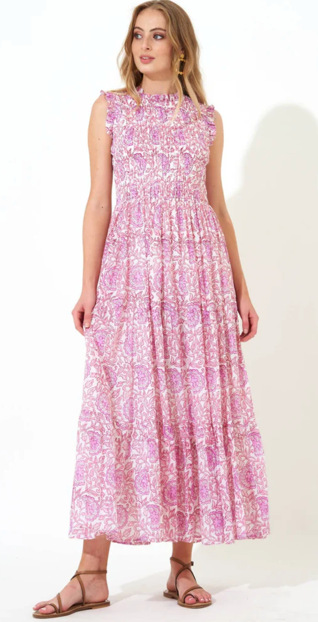 Oliphant Smocked Maxi Dress size M