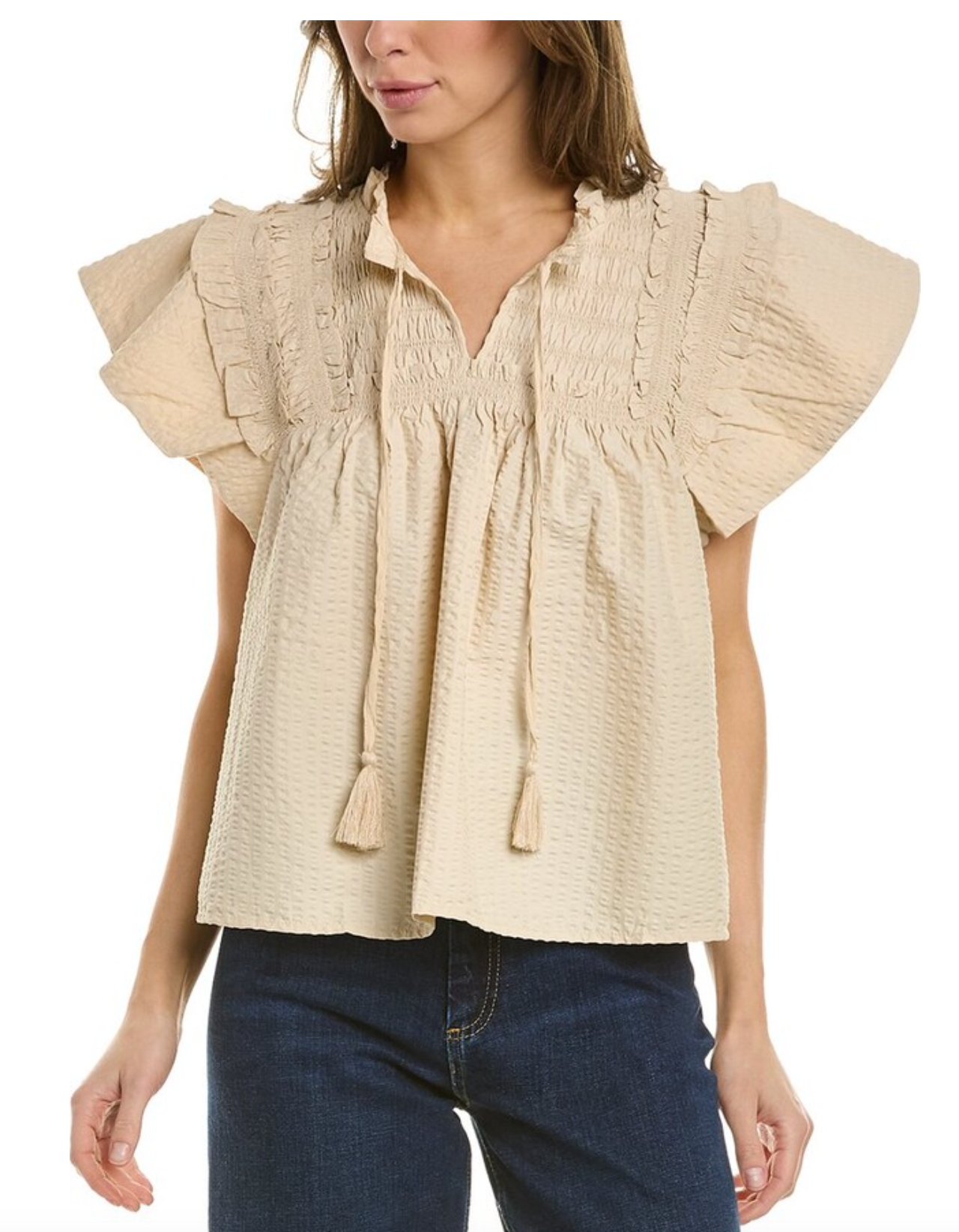 Sea New York Sevyn Solid Seersucker Top size L