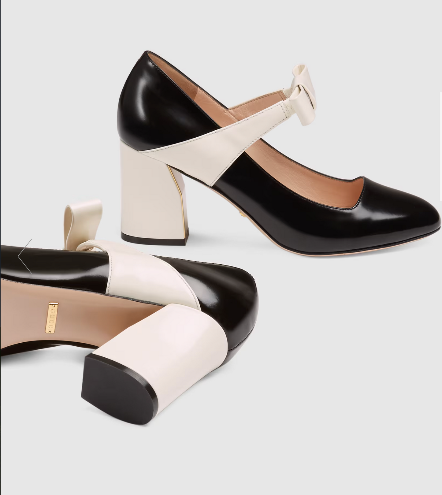 GUCCI Polished Leather Bow Mid Heel Pump size 37