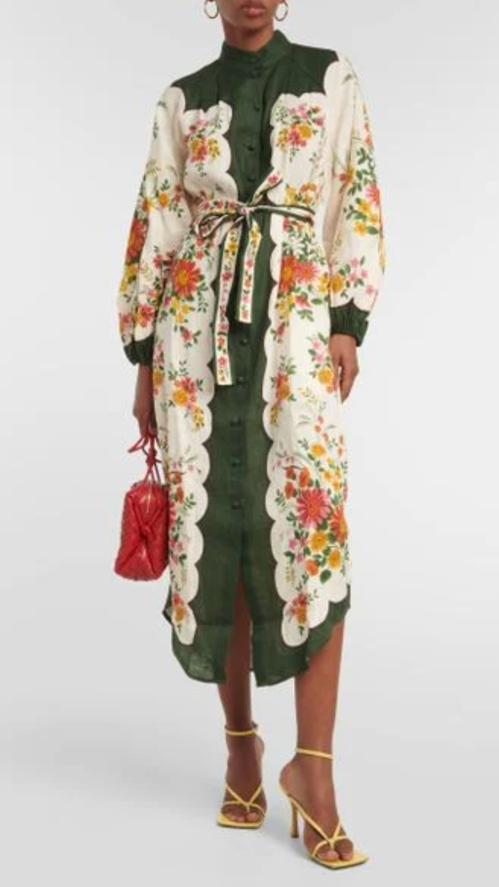 ALEMAIS Elisabetta Linen Midi Dress size US 4