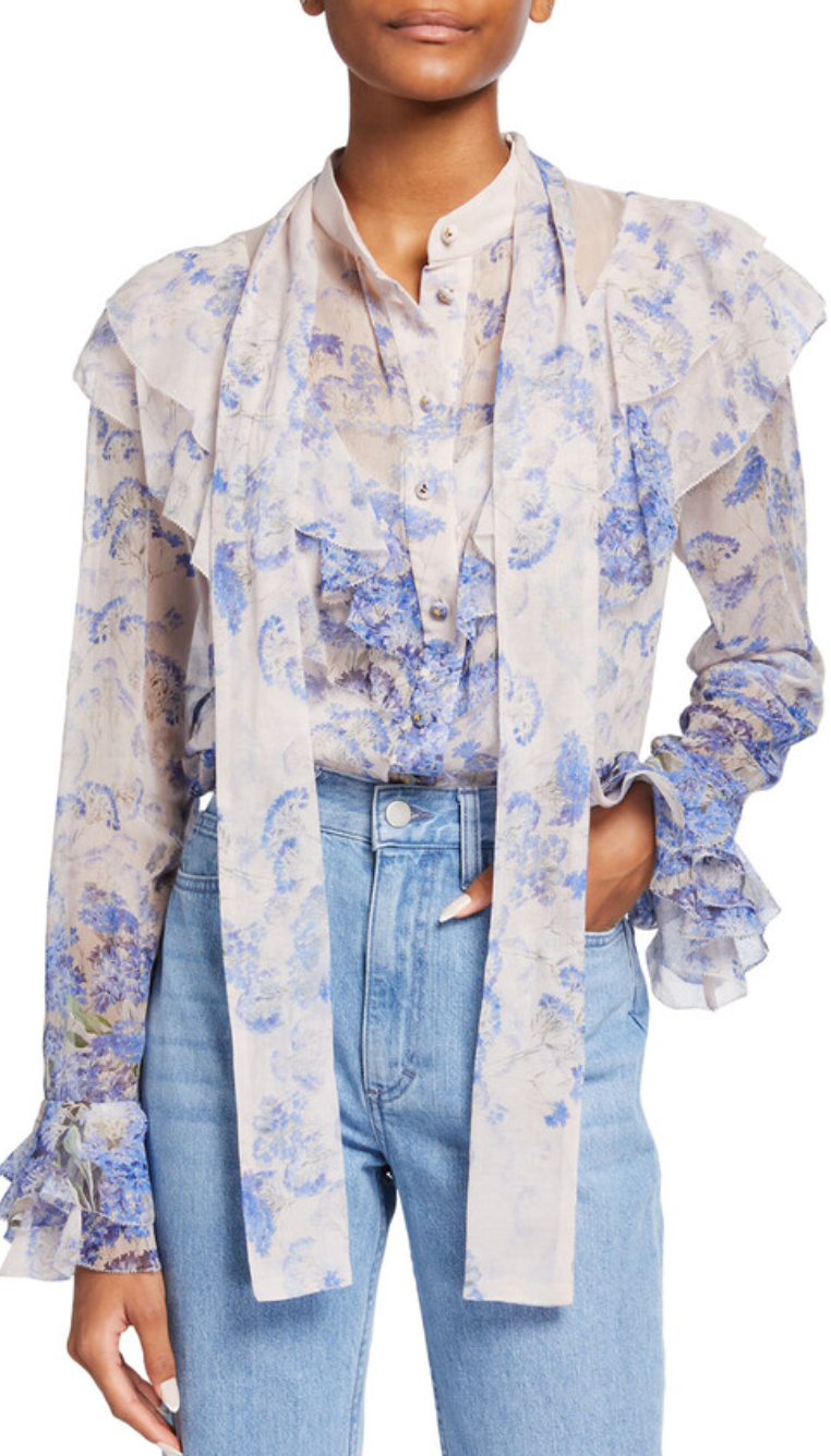 ZIMMERMANN Luminous Floral Cotton-Silk Blouse size US 8
