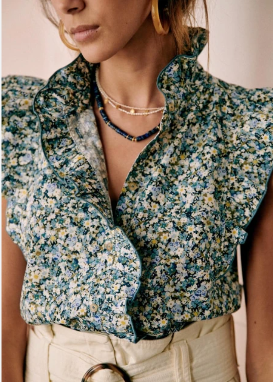 Sezane Caro Chemise Floral Ditsy Top size US 2