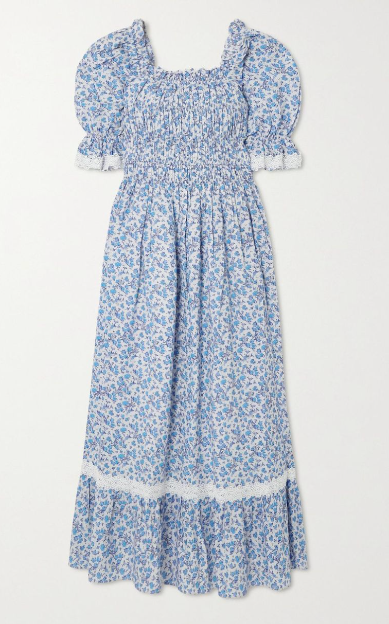 Lug Von Siga Elisa Smocked Midi Dress size 4 (36)