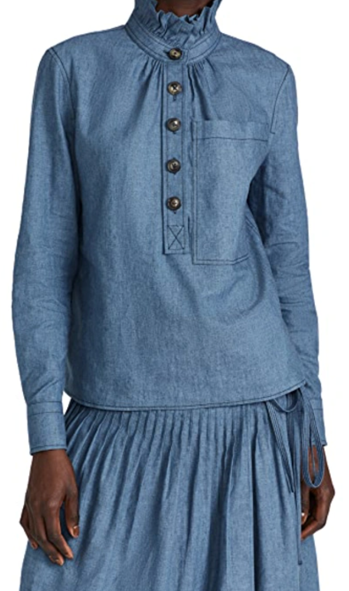 Tory Burch Frilled High Neck Shirt size 4