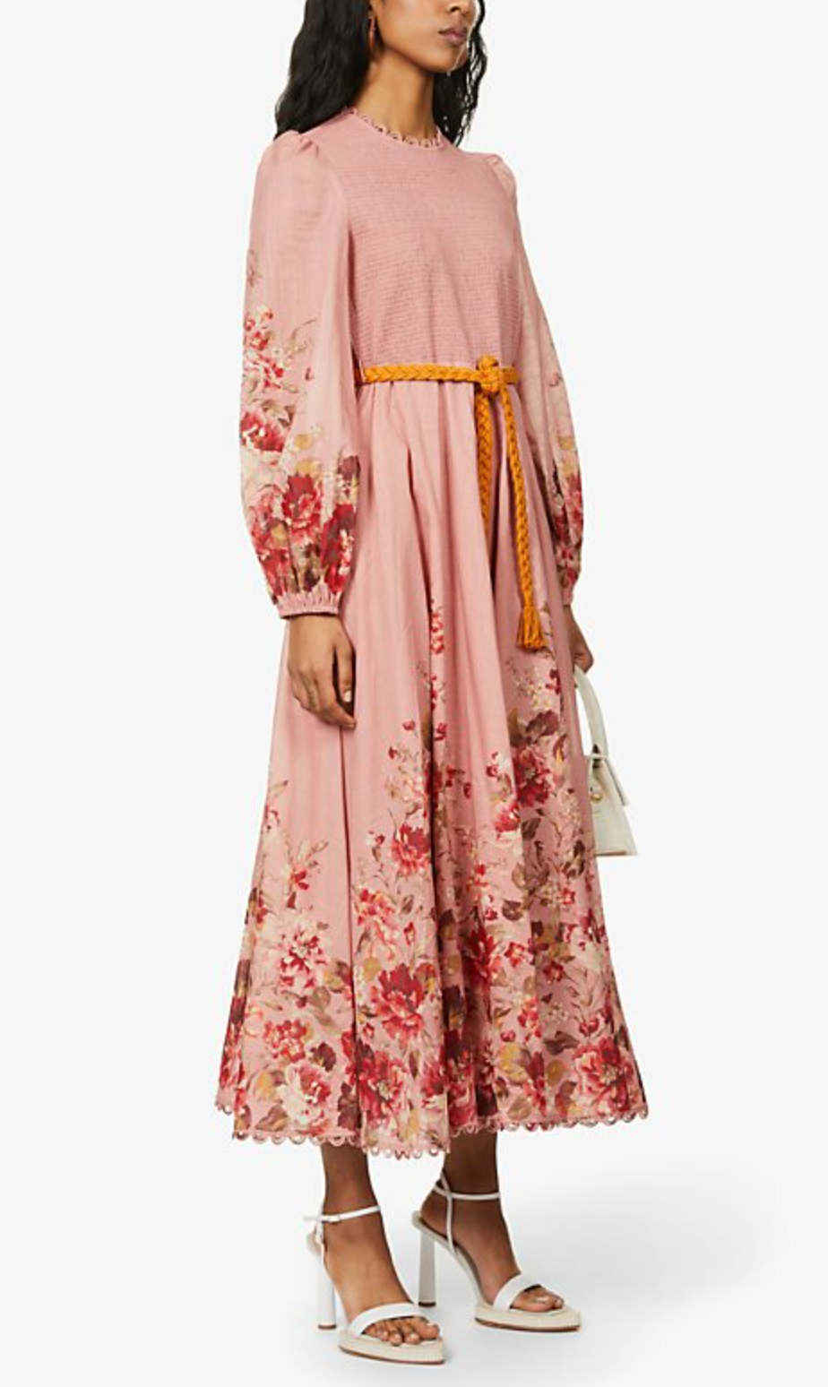 ZIMMERMANN Musk Floral Cassia Floral-Print Linen Cotton Midi Dress size 6
