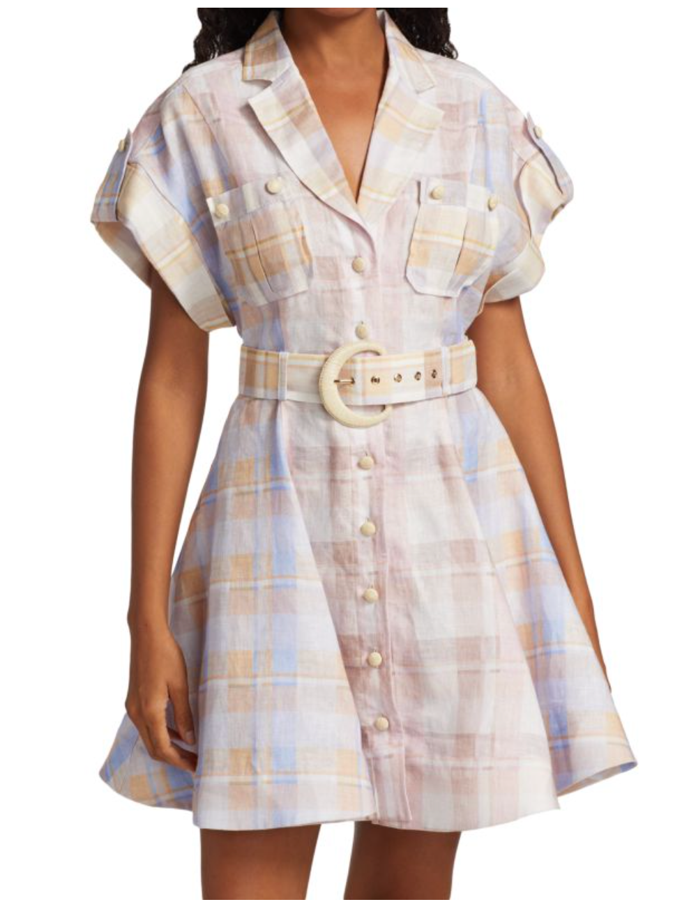 ZIMMERMANN Dancer Spliced Check-Print Mini Dress size US 6