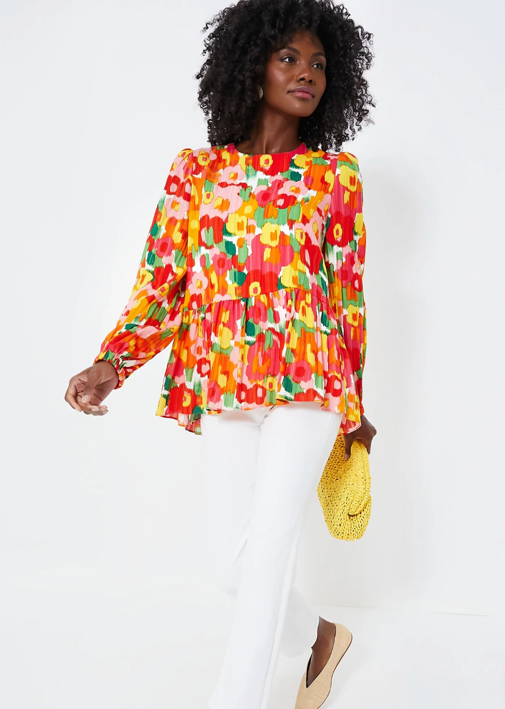 Pomander Place Magnolia Watercolor Carlota Blouse size L