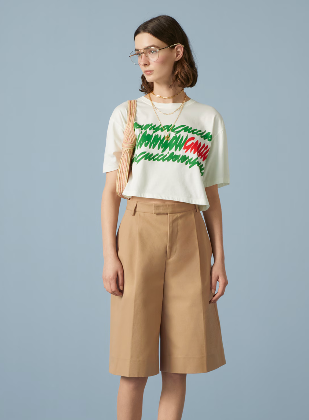 GUCCI Cotton Jersey Cropped T-Shirt size XL