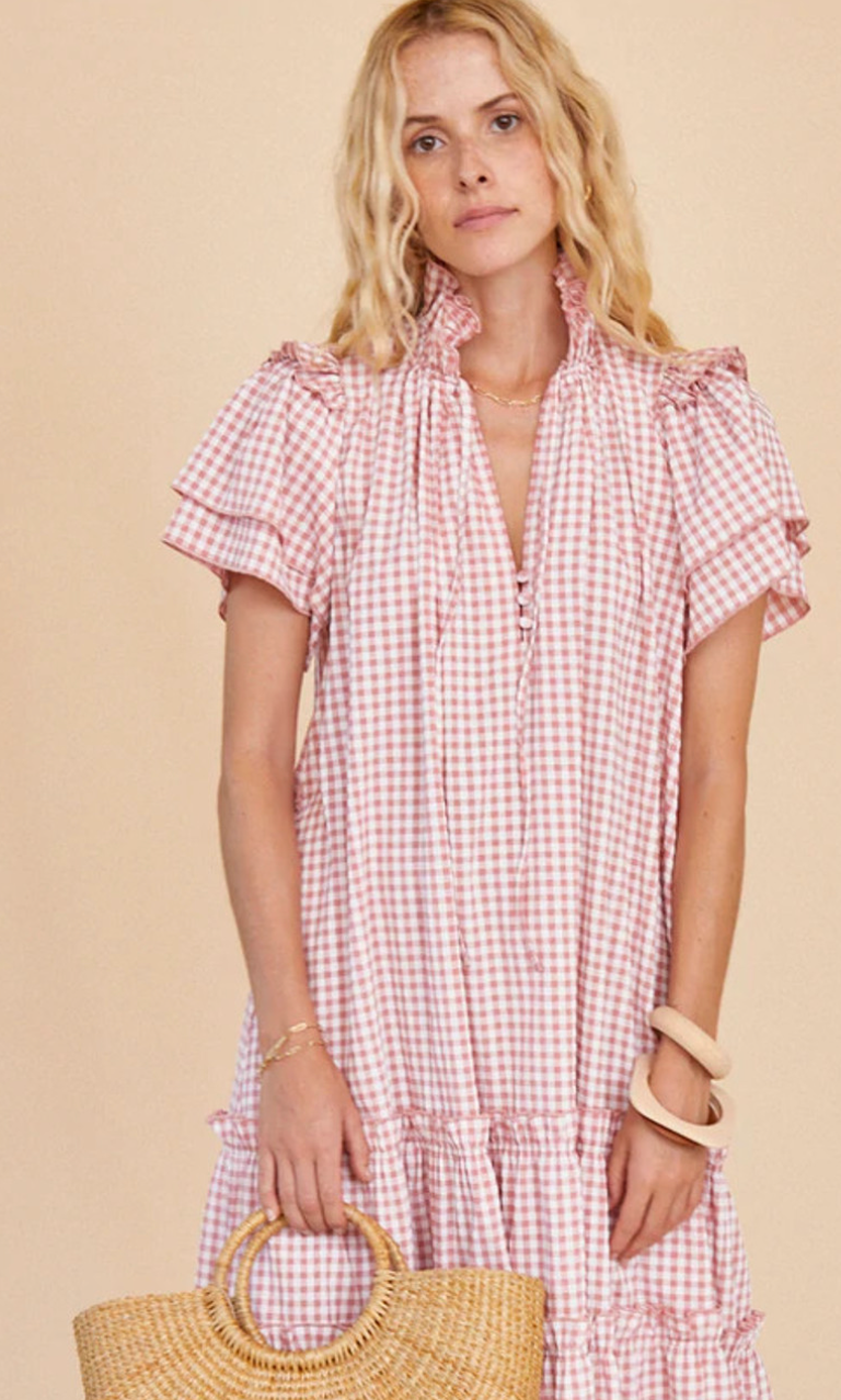 Hunter Bell Matthews Gingham Midi Dress size M