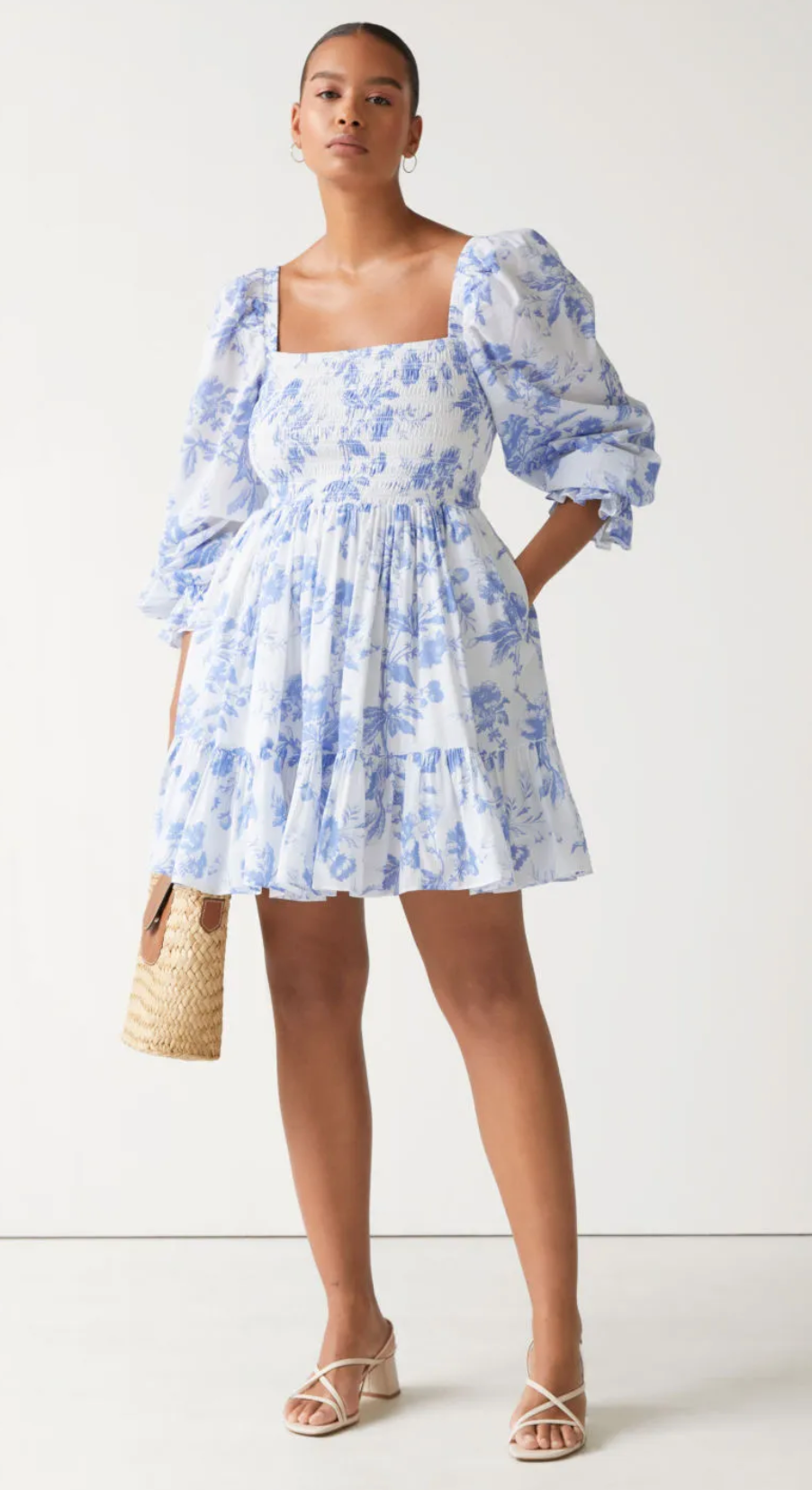 & Other Stories Smocked Mini Dress size 10