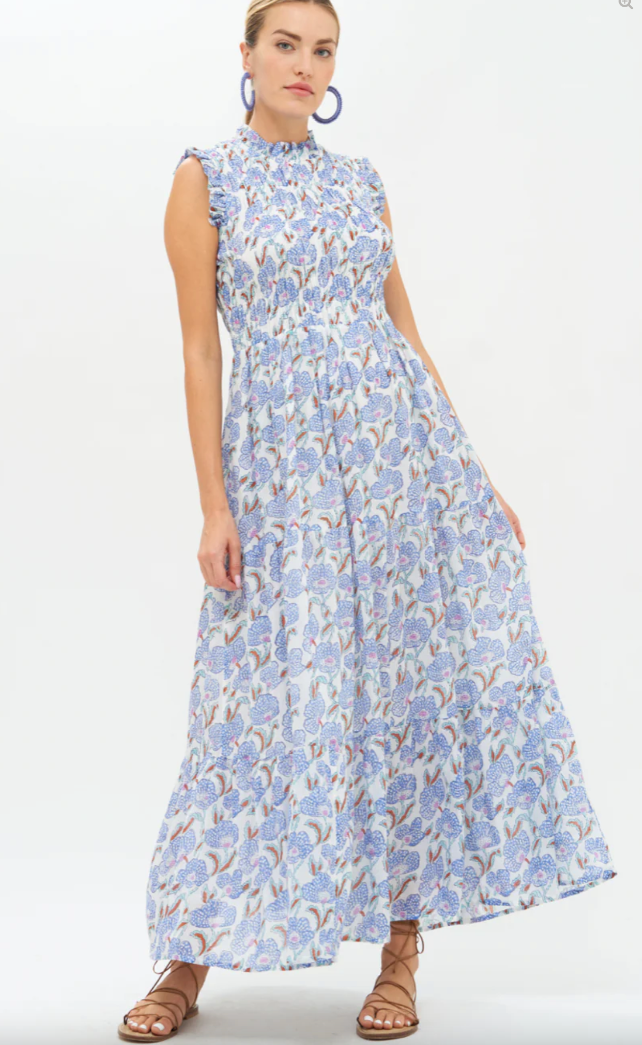 Oliphant Smocked Maxi Dress size M