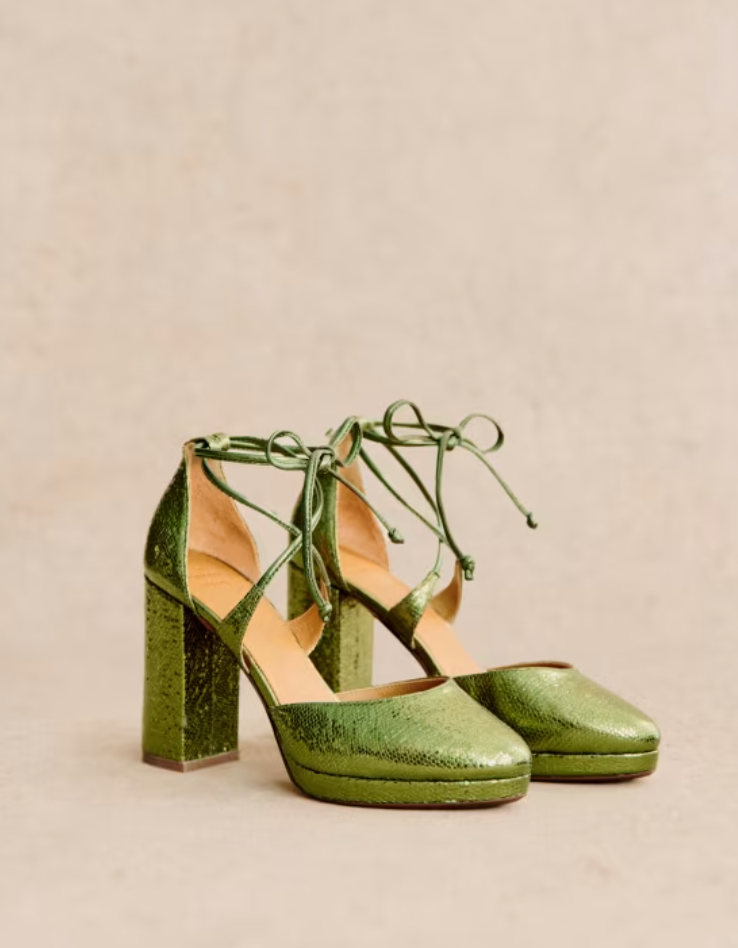 Sezane Alessia Metallic Green Pumps size 39
