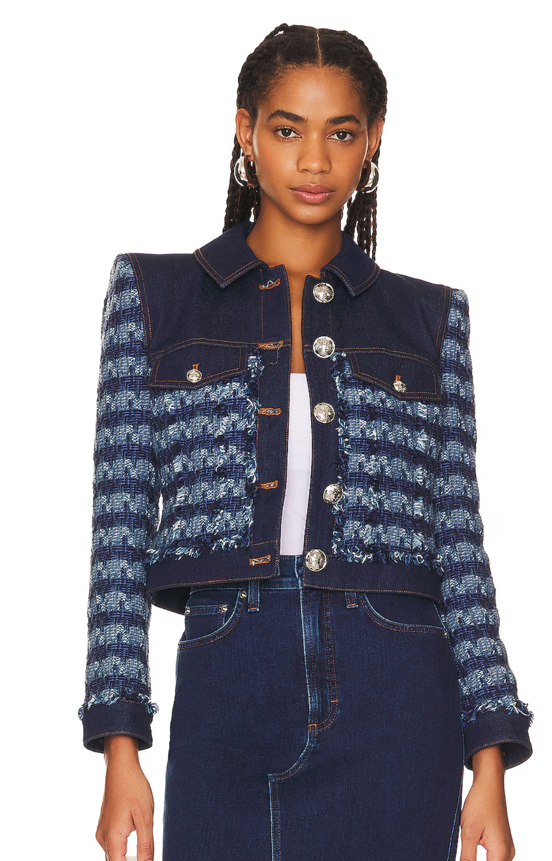 Veronica Beard Santo Tweed Denim Jacket size 6
