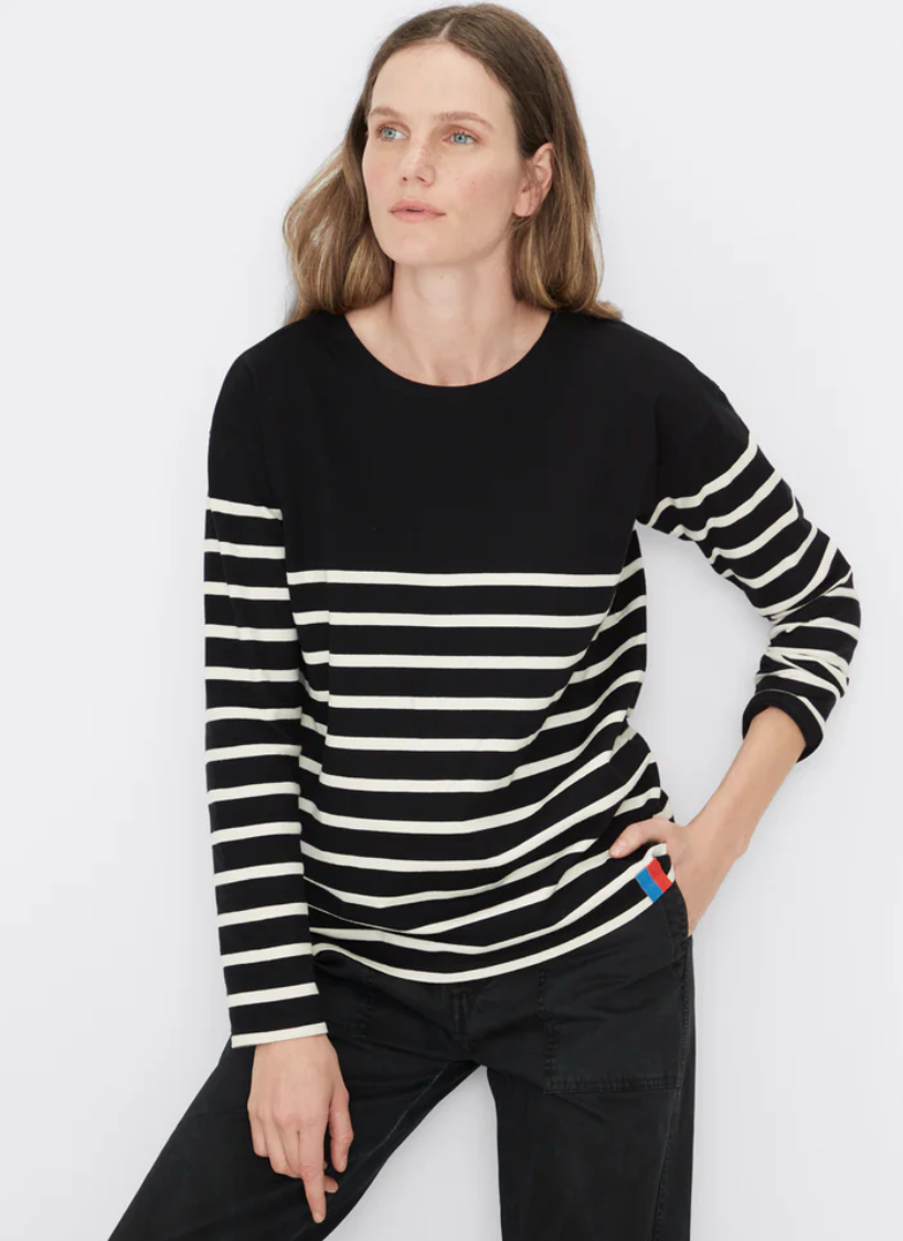 KULE The Boyfriend Long Sleeve Black/Cream size XL