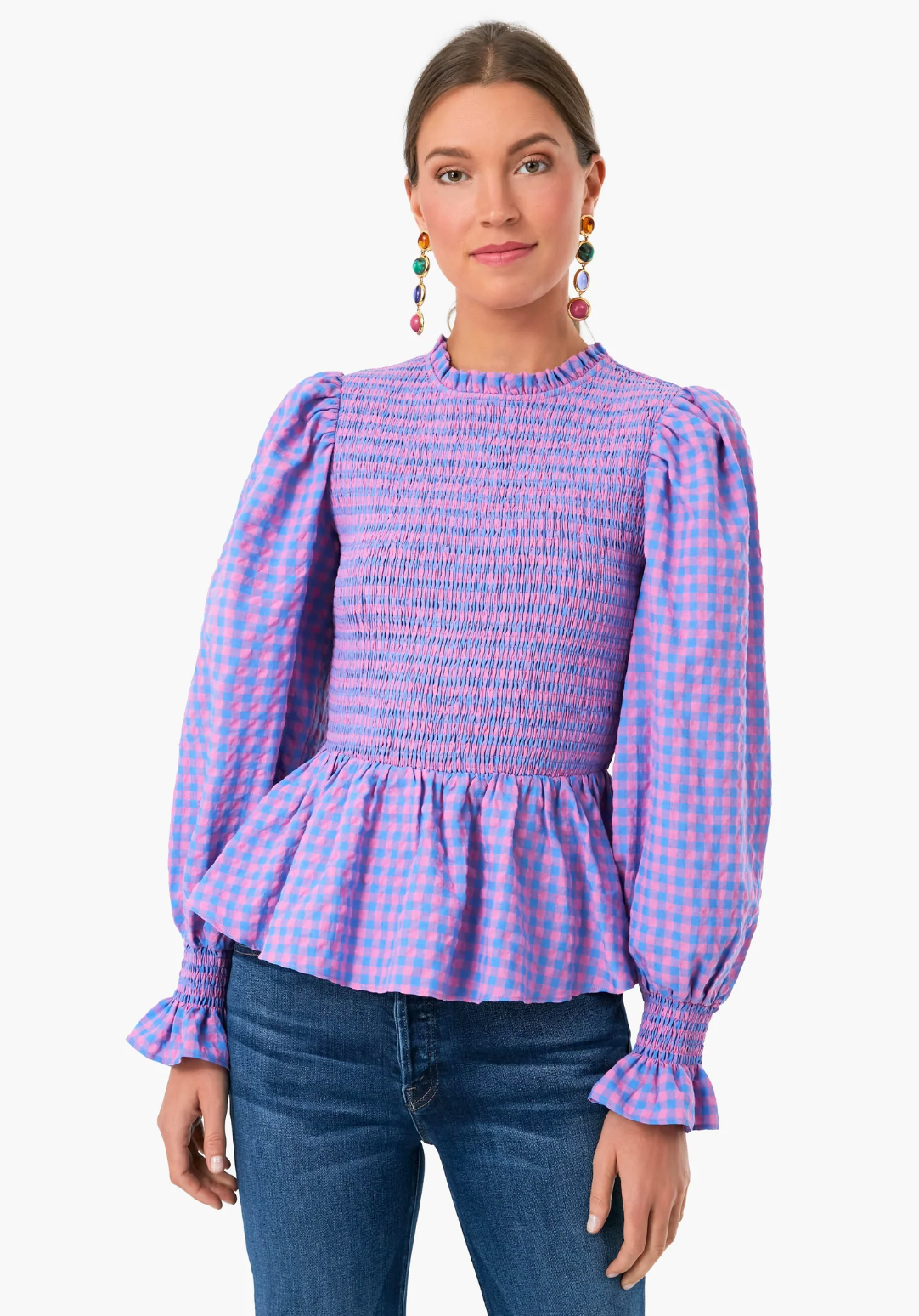 Hyacinth House Textured Gingham Ruby Blouse size XS
