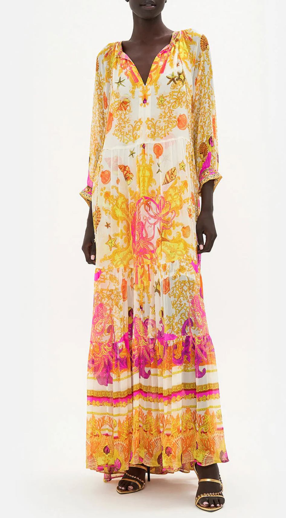 Camilla Long Gathered Panel Dress Squid squad size L