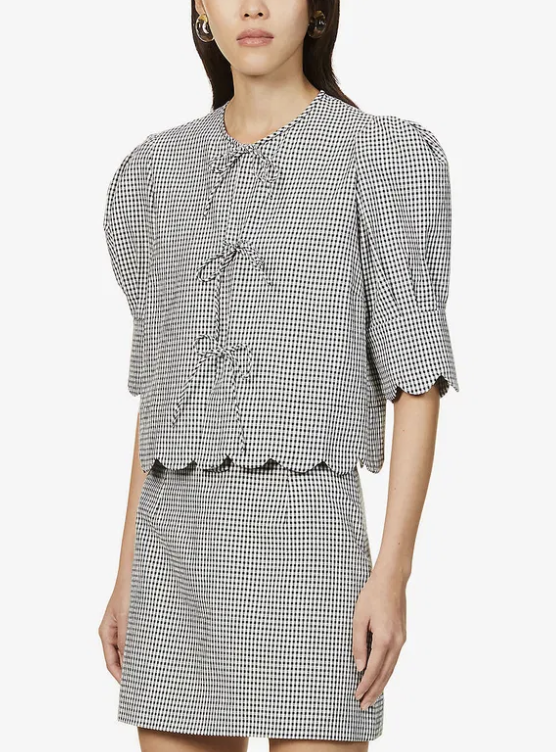 Andion Barbara Gingham Bow Blouse size M