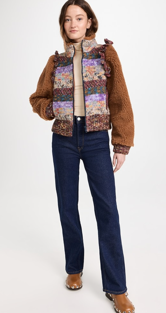Sea New York Felicity Sherpa and Crochet Jacket size M