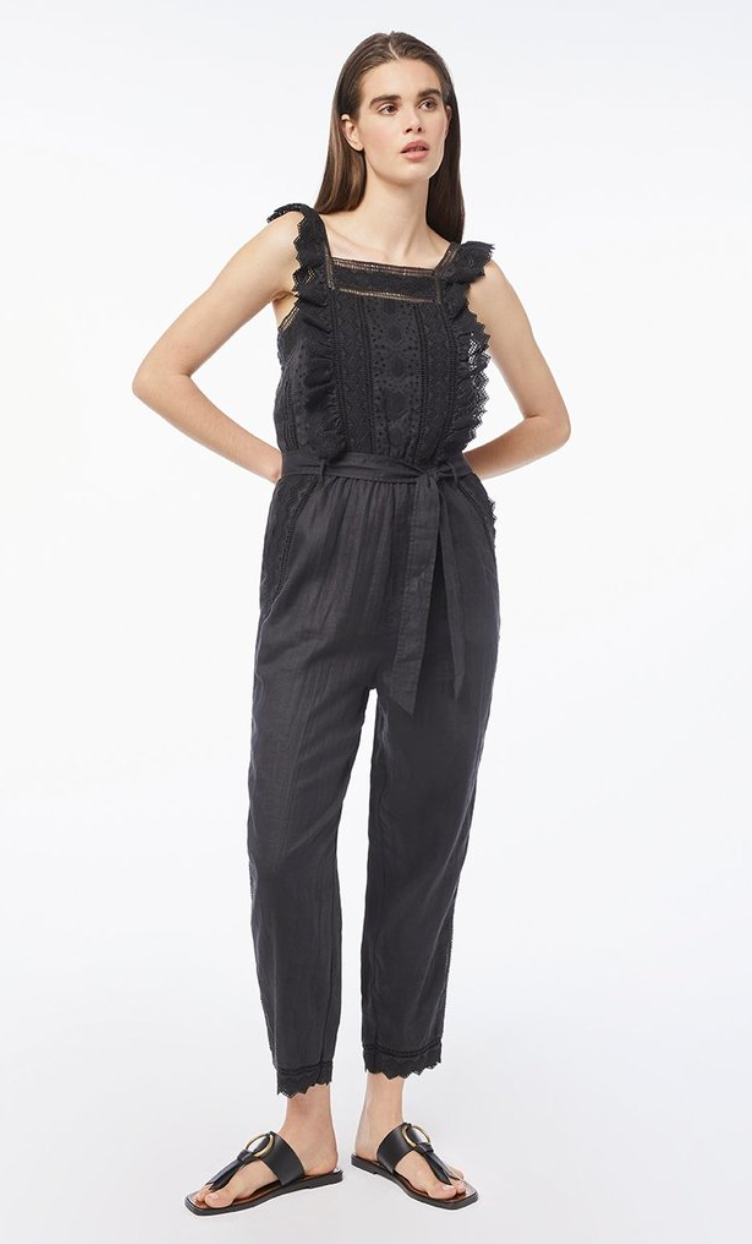 Frame Black Lace Eyelet Jumpsuit size M