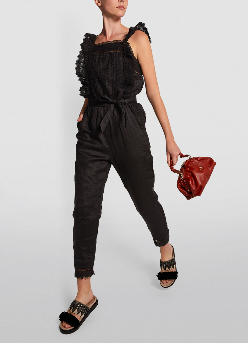 Frame Black Lace Eyelet Jumpsuit size M