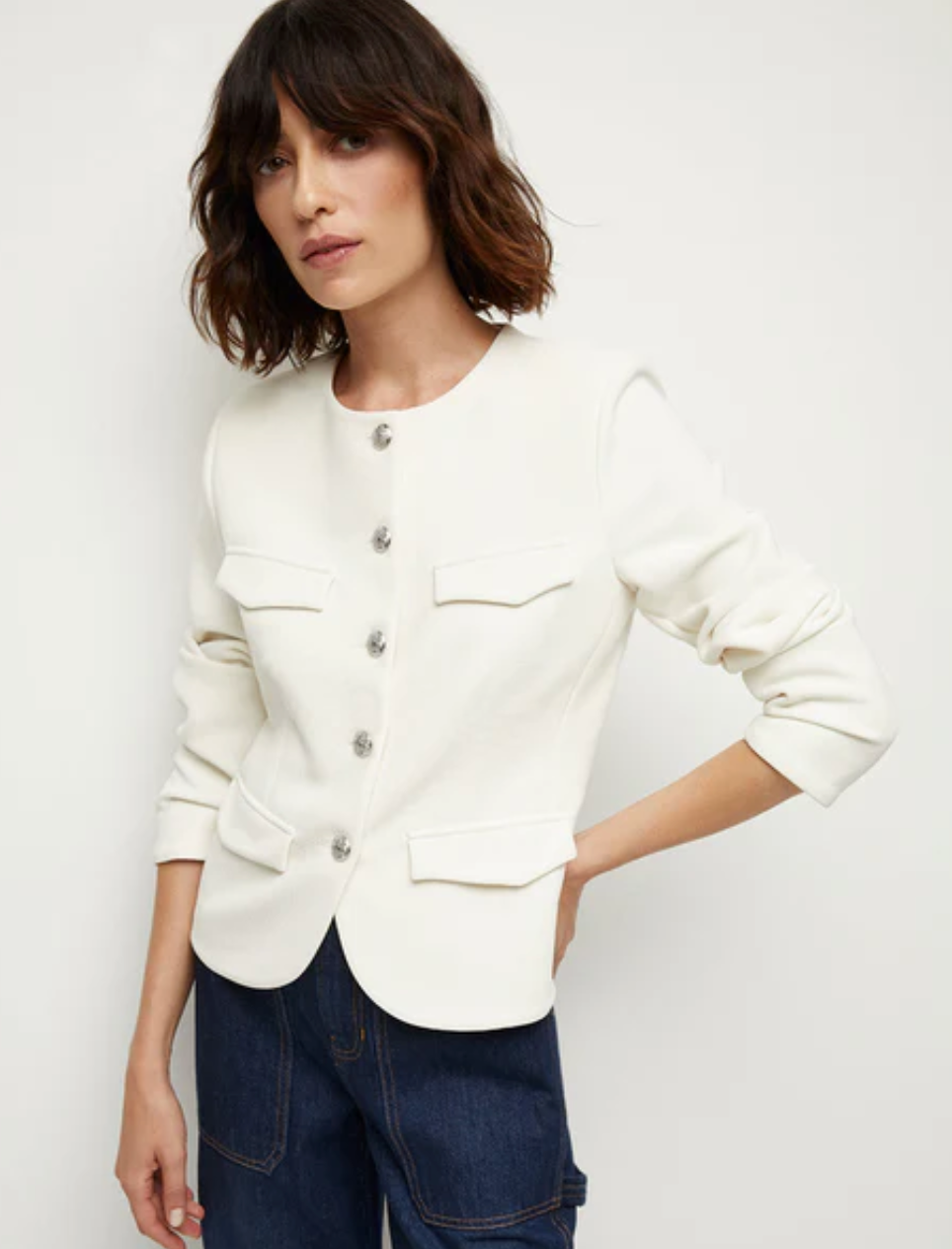 Veronica Beard Kensington Knit Jacket Ivory size S