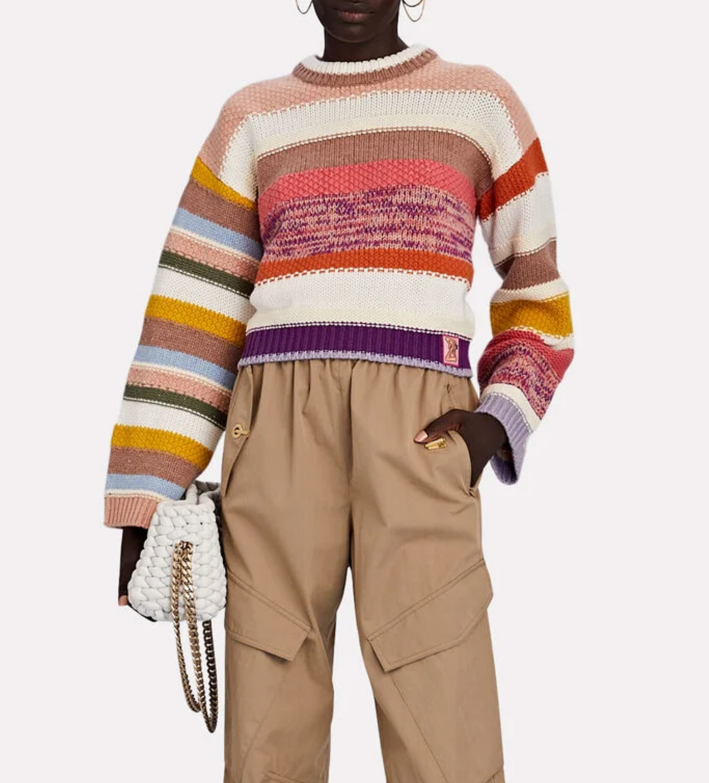 Zimmermann Cosmic Stripe Cropped Sweater size US 4