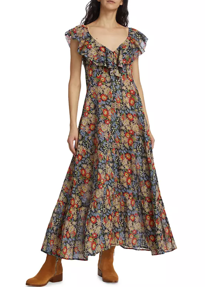 The Great Twilight Midi Dress Geranium Floral size XS