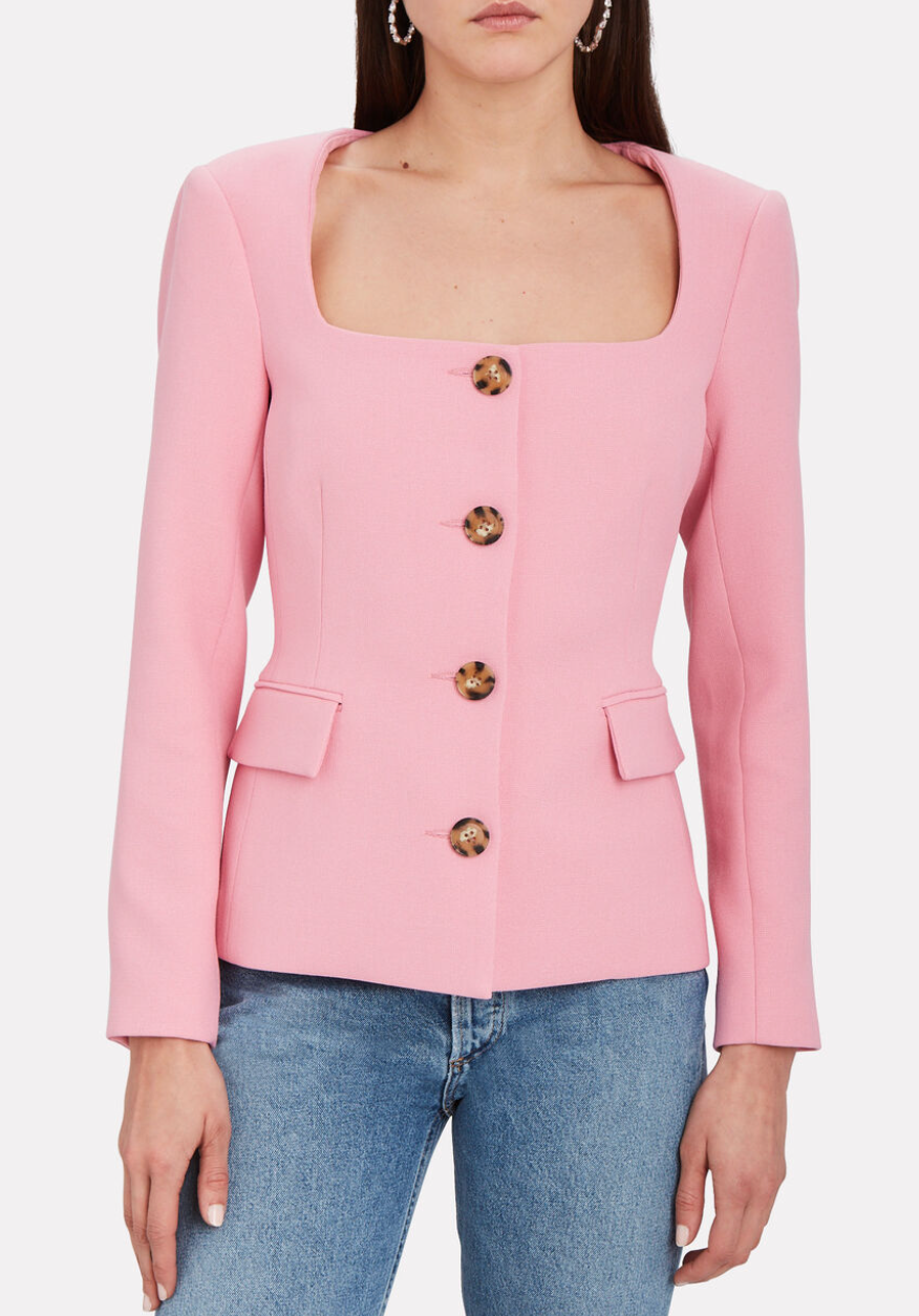 Veronica Beard Ria Collarless Jacket Pink size 8