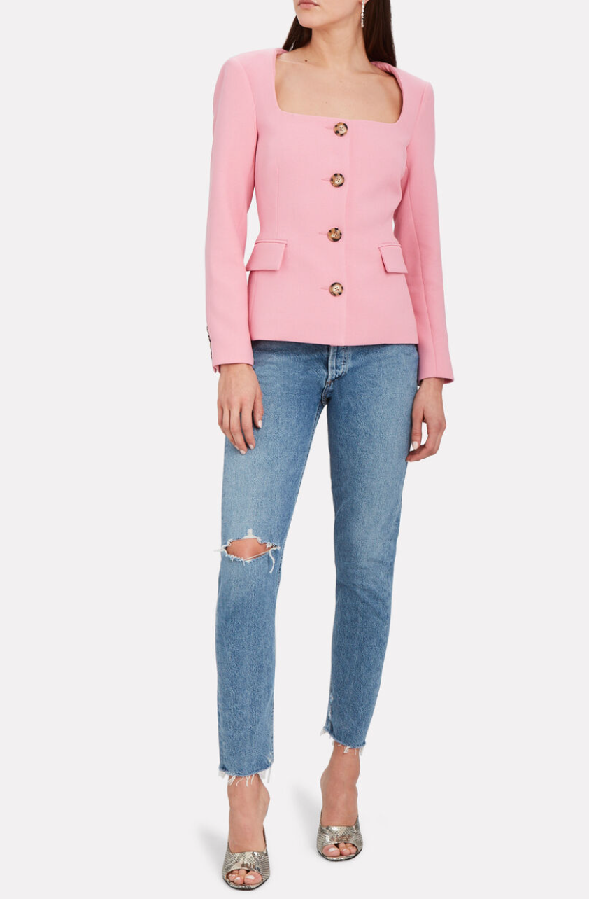 Veronica Beard Ria Collarless Jacket Pink size 8