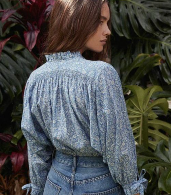 Doen Rose Top in China Blue size XS