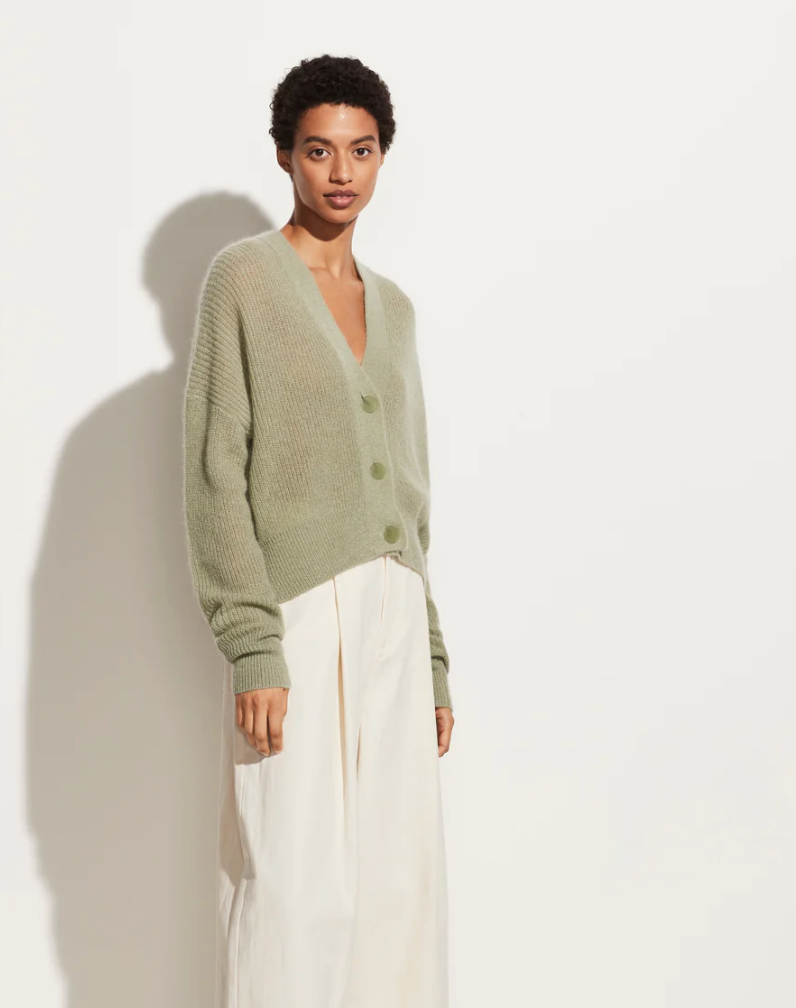 Vince Open Stitch Cardigan in Jade size L