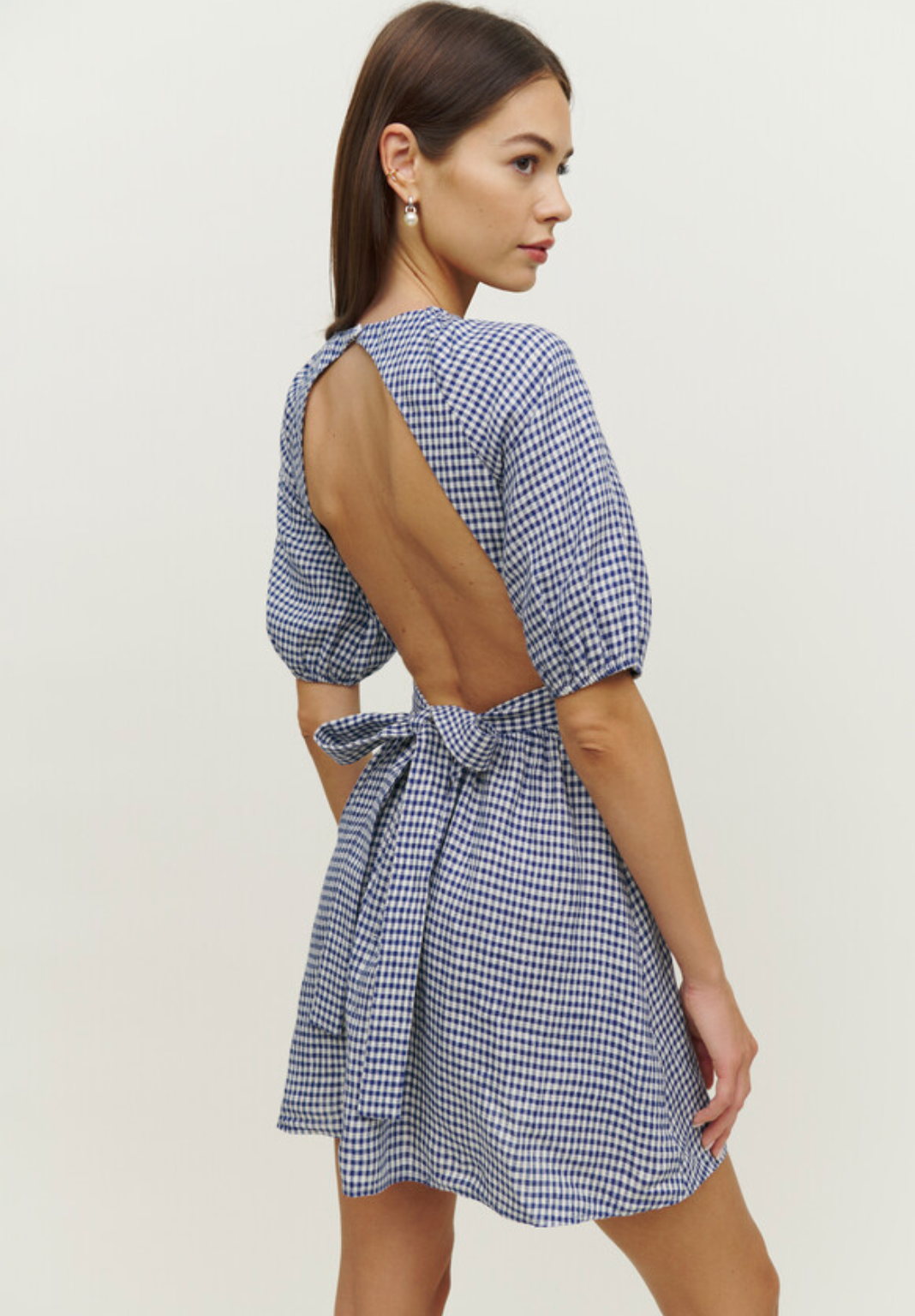 Reformation Irwin Linen Gingham Mini Dress size 6