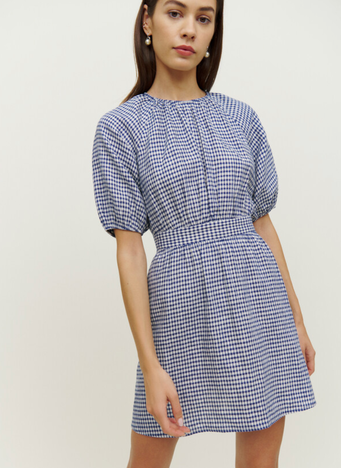 Reformation Irwin Linen Gingham Mini Dress size 6