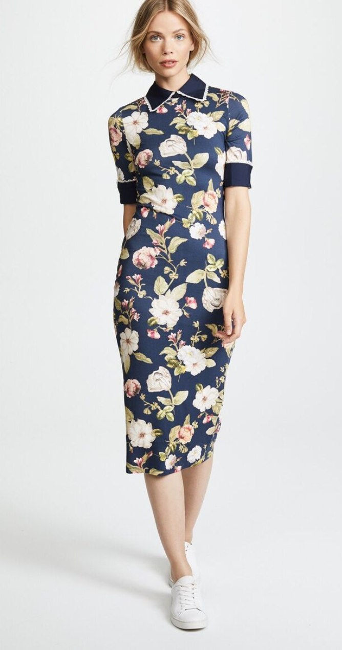 Alice and Olivia Delora fitted Collared Midi Dress size 6