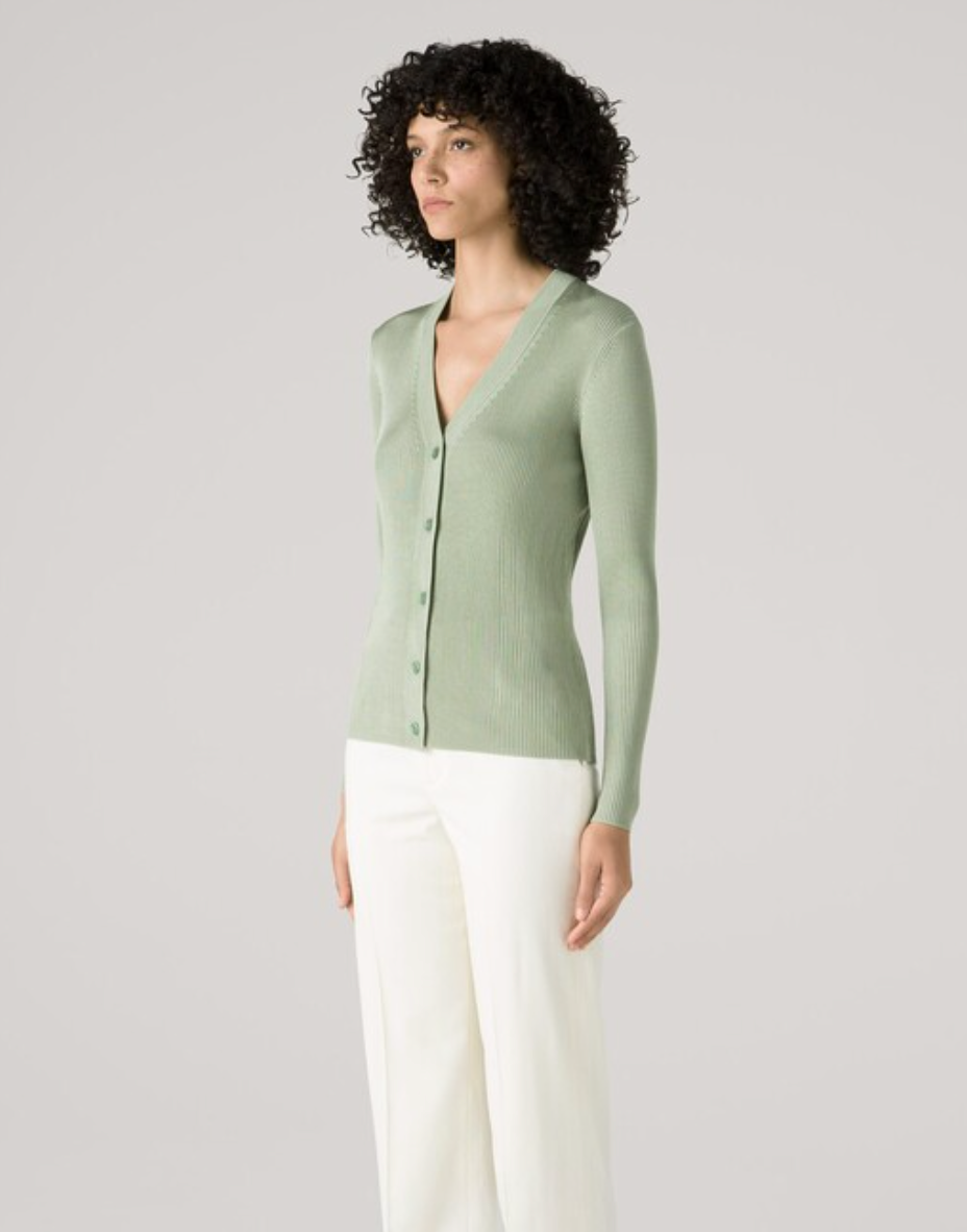 St. John Rib Knit V-Neck Cardigan and Tank Top size XS