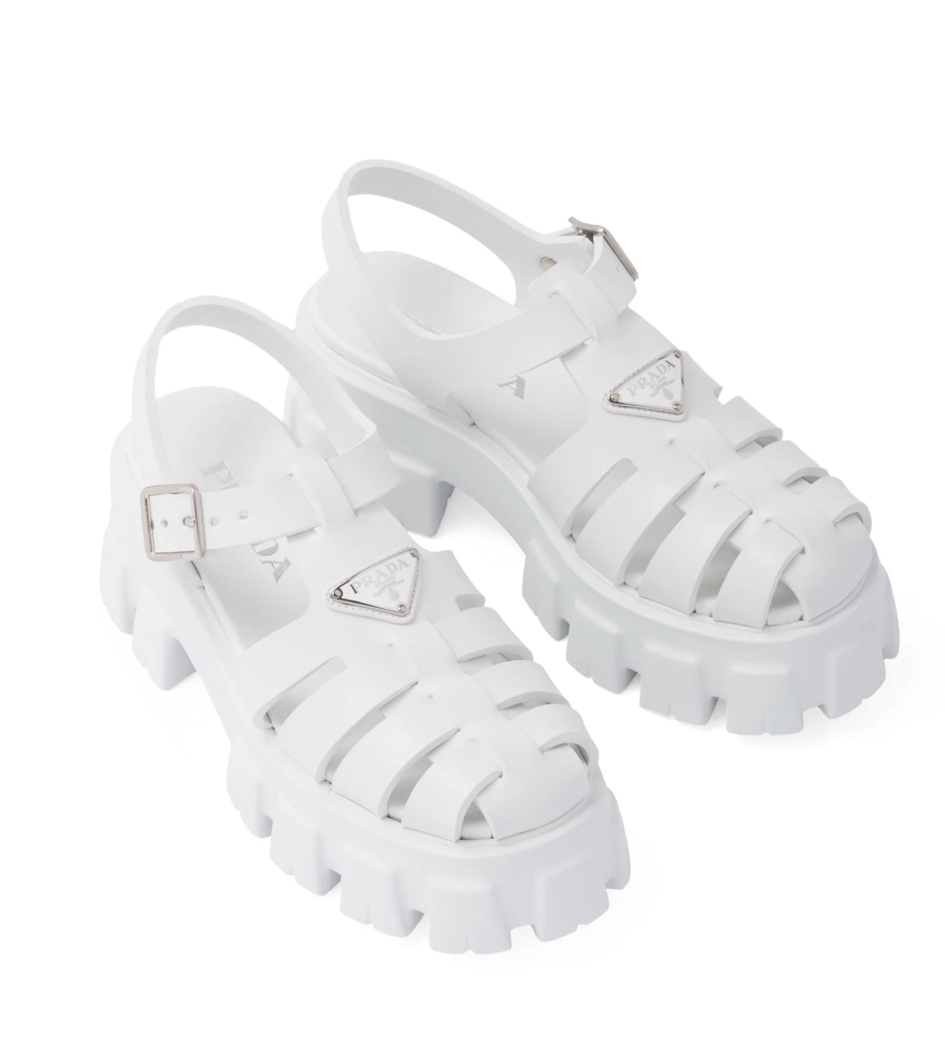 Prada Monolith Caged Rubbed Platform Sandals size 39