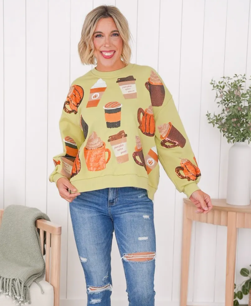 Queen of Sparkles Pumpkin Spice Sweatshirt size L