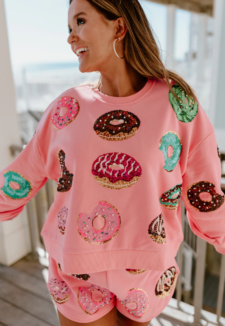 Queen of Sparkles Donut Sweatshirt size M