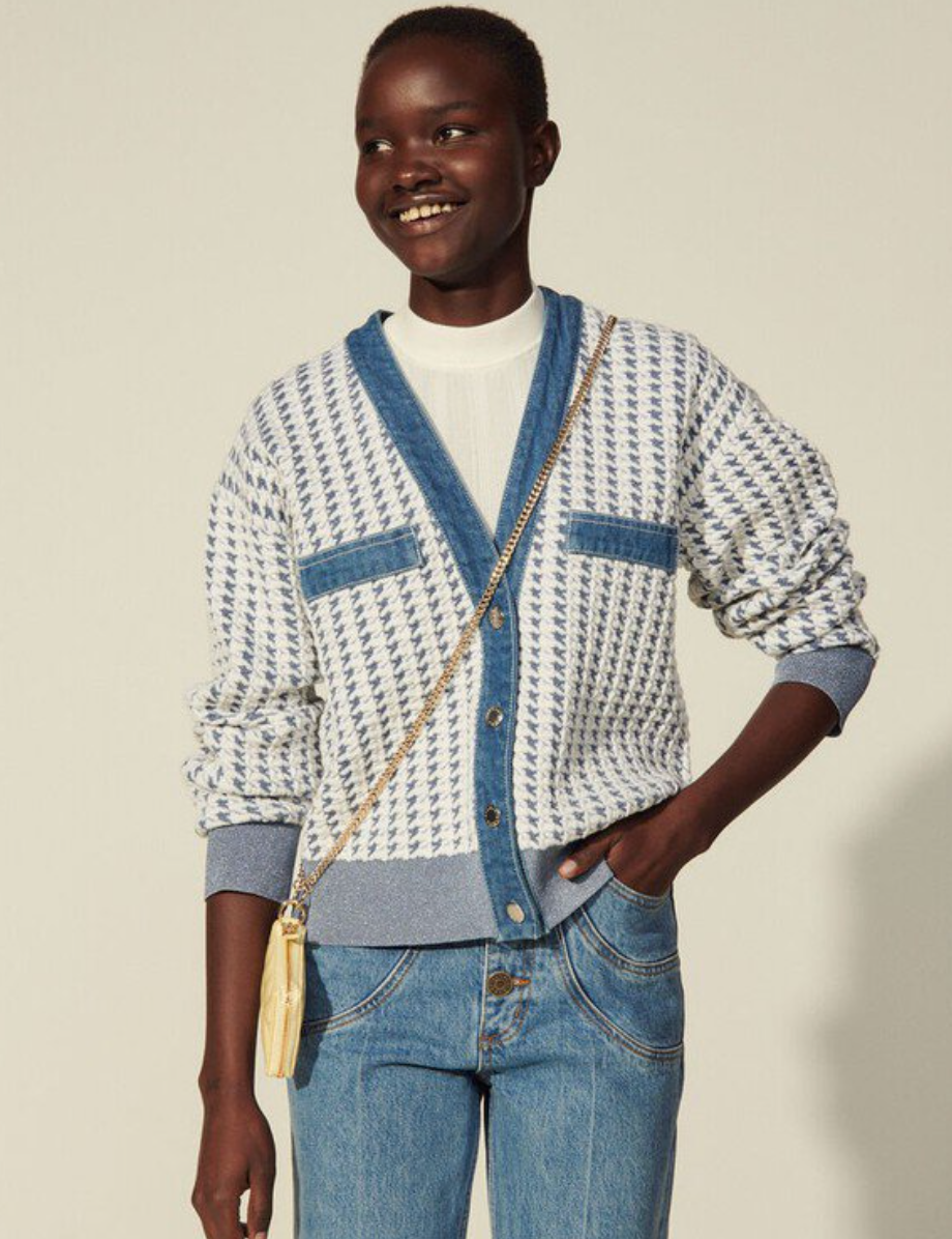 Sandro Amarillys Cropped Tweed Cardigan size us 6