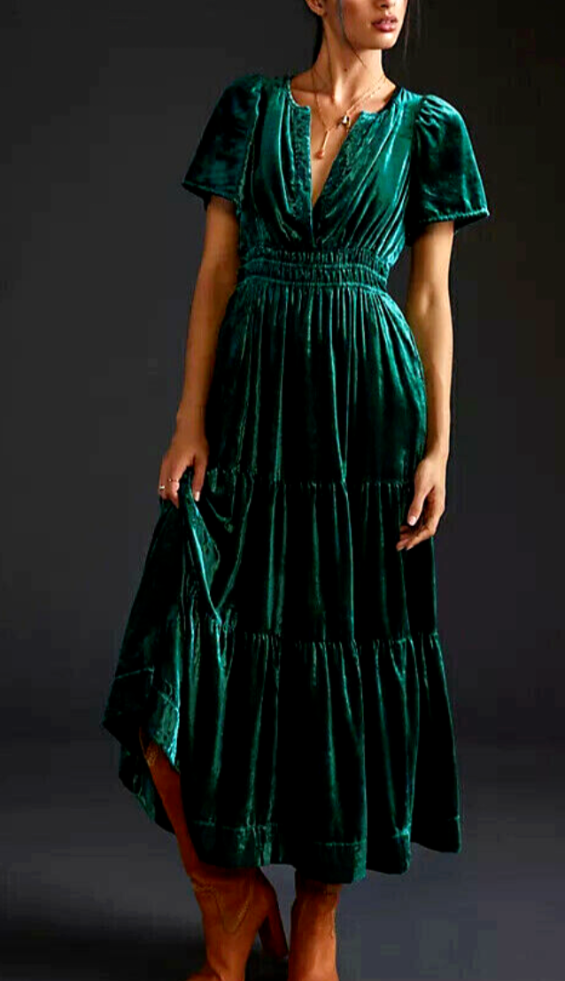 Anthropologie Velvet Somerset Maxi Dress size L