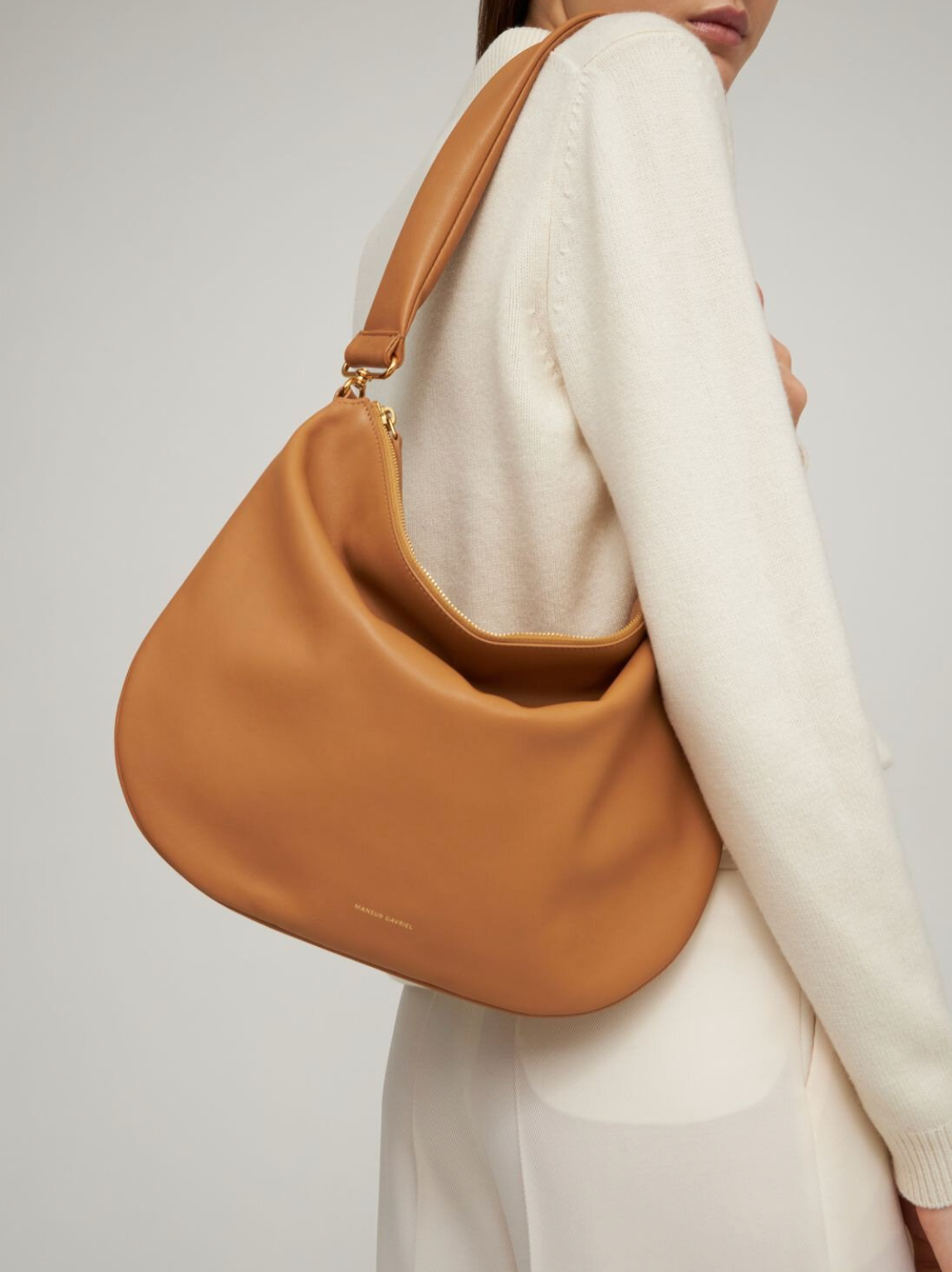 Mansur Gavriel Swing Leather Shoulder Bag Caramel