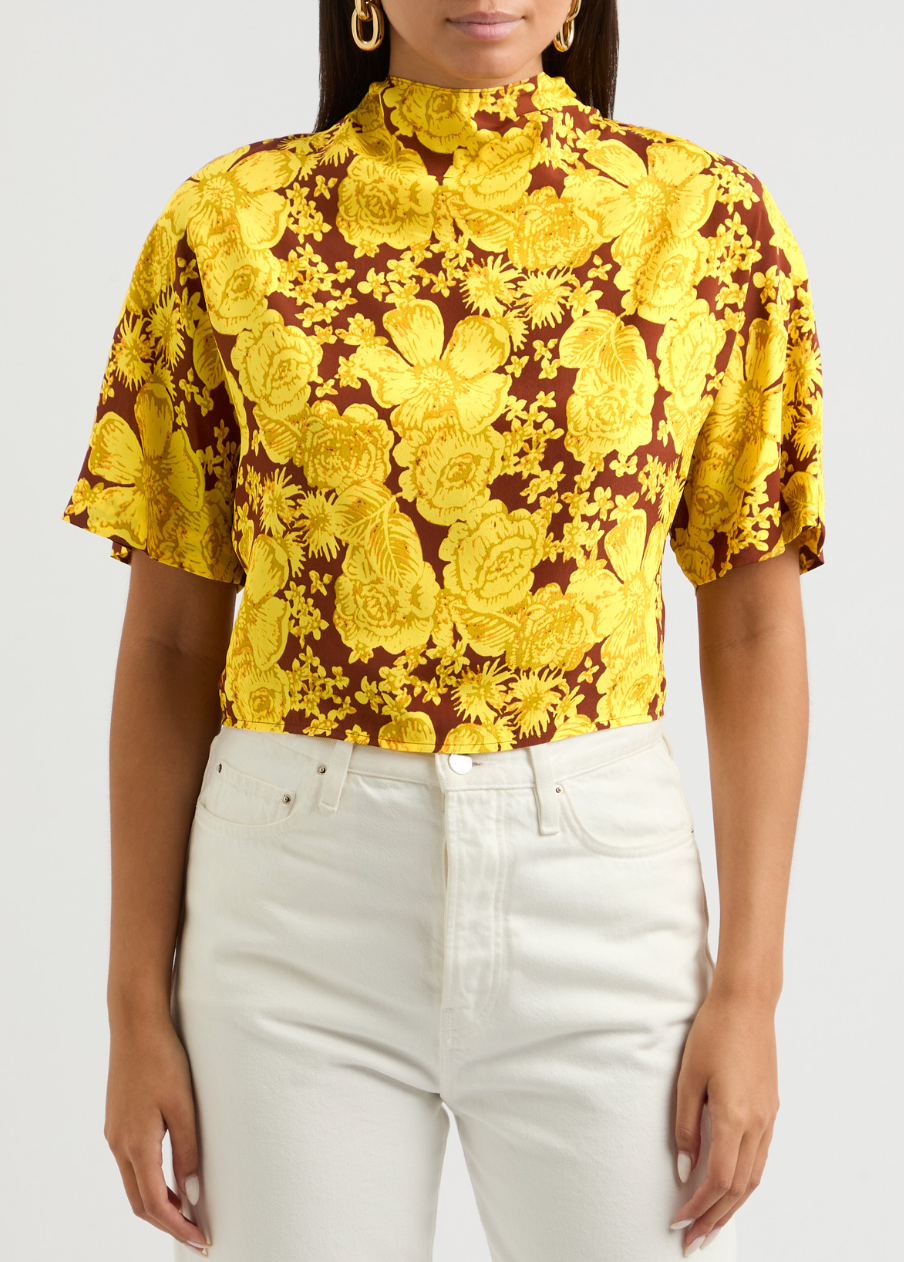 Diane Von Furstenberg Olympia Floral Chiffon Top size XS