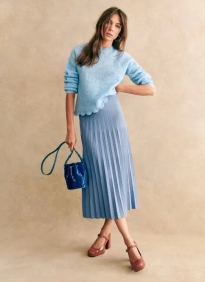 Sezane Leonine Knit Midi Skirt size XS