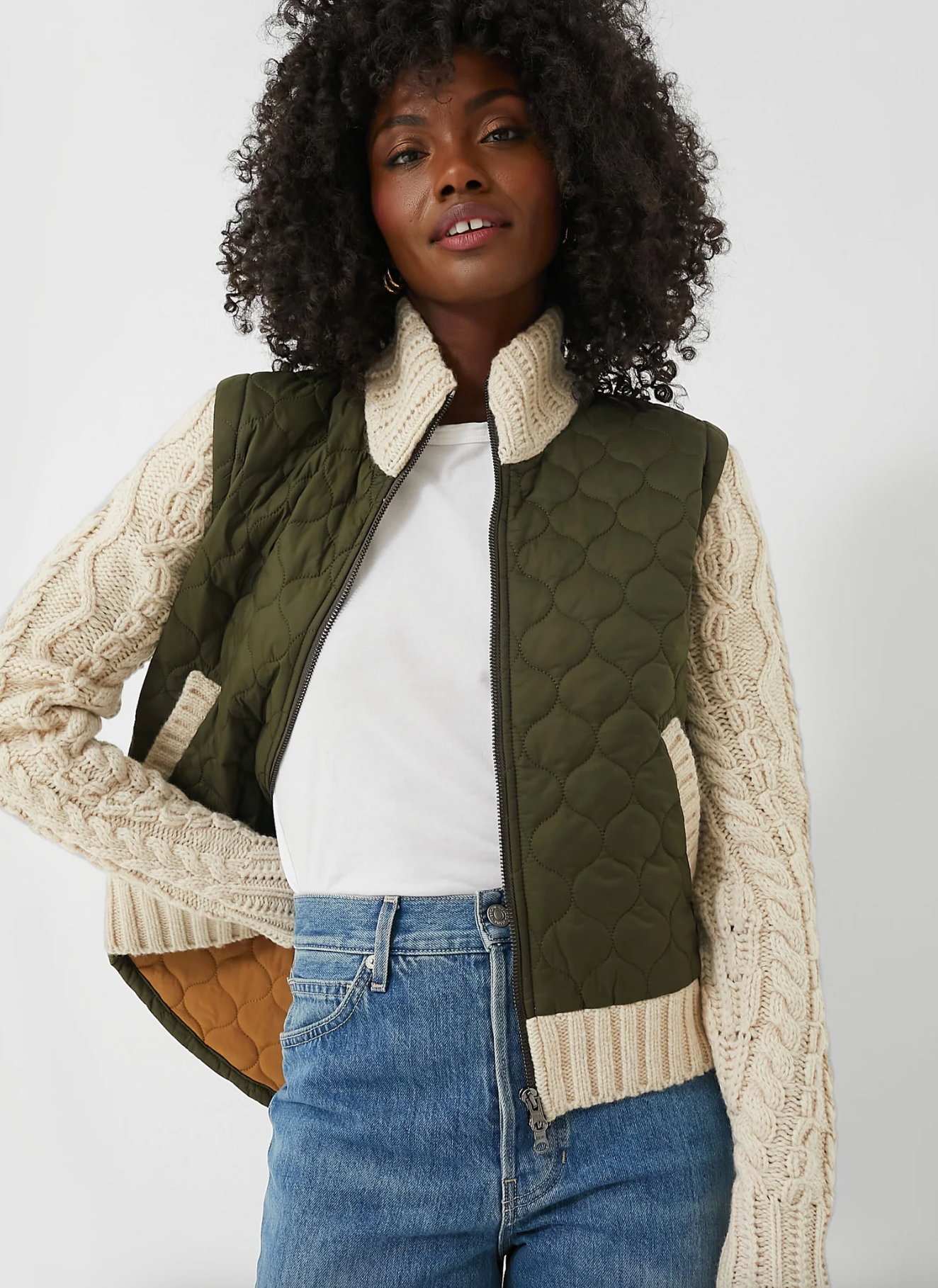 Veronica Beard Army and Oatmeal Patra Mixed Media Jacket size S